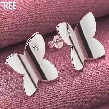 Серьги-бабочки из стерлингового серебра 925 пробы с перфорацией из циркония класса ААА, свадебные украшения 1.50*1.40cm