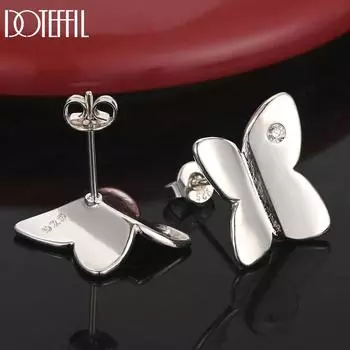 Серьги-бабочки из стерлингового серебра 925 пробы с перфорацией из циркония класса ААА, модные свадебные украшения 1.50*1.40cm