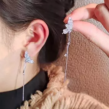 Серьги-бабочки с кристаллами, женские, холодный ветер, мода, высокий уровень, легкий, роскошный, простой, нишевый дизайн, серьги-гвоздики, украшения для ушей