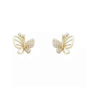 Серьги-бабочки с полыми каплями, инкрустированные бриллиантами. Простые и компактные серьги с индивидуальным дизайном.