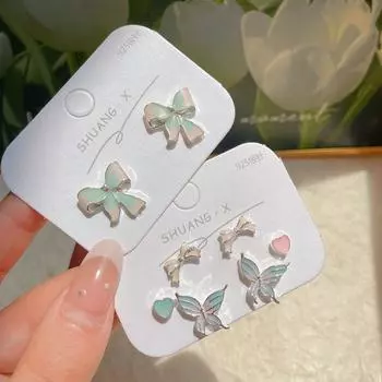 Серьги-бабочки Summer Mint Mambo Green Gradient с серебряными иглами — дизайн, вдохновленный любовью