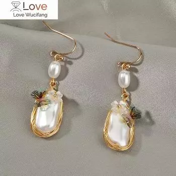 Серьги-бабочки в стиле барокко с жемчугом, элегантные серьги в стиле ретро для девушек, серьги-бабочки с жемчугом, подвесные серьги-подвески, ювелирные изделия, подарок для женщин