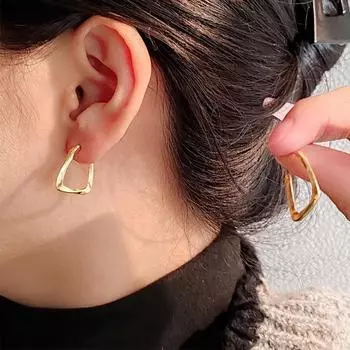 Серьги Baiyao с геометрическим квадратным дизайном, модные, темпераментные, персонализированные, серьги с пряжкой, женские серьги