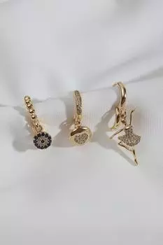 Серьги-балерины из трех частей золотого цвета