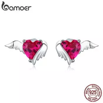 Серьги BAMOER из 100% серебра 925 пробы и циркона, новые серьги-хранители с сердечками для женщин, серебряные украшения SCE690