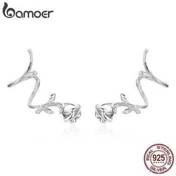 Серьги BAMOER из 100% серебра 925 пробы и циркона, новые серьги с розой для женщин, ювелирные изделия из стерлингового серебра BSE238