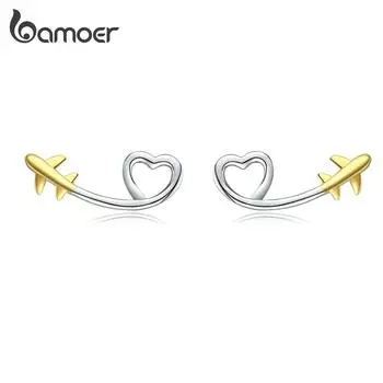 Серьги BAMOER Real Fly to love для девочек, драгоценные ювелирные изделия, женские серьги, подарок, оригинальный брендовый дизайн Earrings