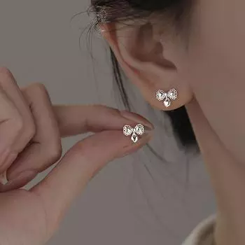 Серьги-бантики Anenjery Heart для женщин, простые, высококачественные, изысканные, милые, ювелирные изделия, подарок белый