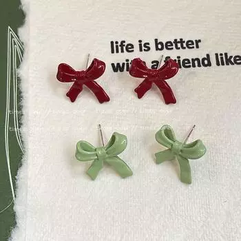 Серьги-бантики Ankola Red: Серебро 925 пробы, Милый и Универсальный Нишевый Дизайн для Женщин