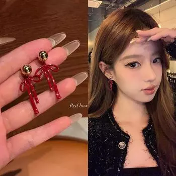 Серьги-бантики Ankola Red: Женская роскошная мода в канун Нового года A2192 вино красного
