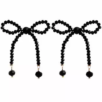 Серьги-бантики для женщин Ретро-серьги-гвоздики с жемчугом и бантиками, плетеные вручную серьги-подвески, ювелирные аксессуары ZW1757