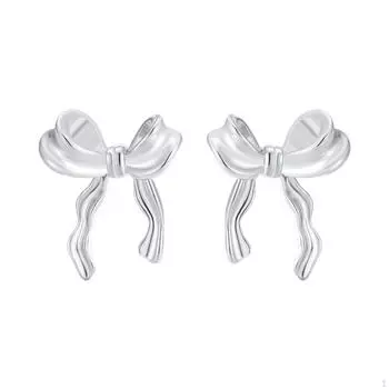 Серьги-бантики для женщин, универсальные модные гвоздики для вечеринки по случаю Дня святого Валентина серебряный