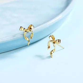 Серьги-бантики из лент, блестящие серьги, новый стиль, универсальный и милый