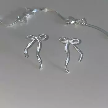 Серьги-бантики из ленты Y2K для женщин, милые украшения, аксессуары для пирсинга ушей, подарок