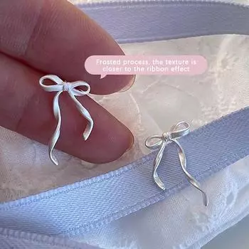 Серьги-бантики из ленты Y2K для женщин, милые украшения, аксессуары для пирсинга ушей, подарок