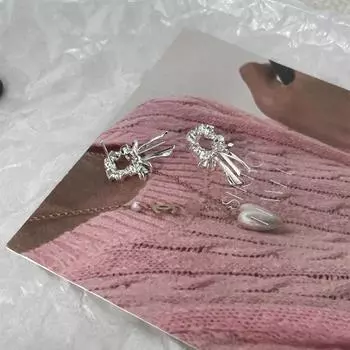 Серьги-бантики из серебряной иглы 925 пробы с балетной лентой, изысканные, милые, универсальные серьги, серьги премиум-класса 925 silver needle