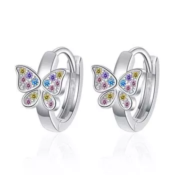 Серьги-бантики с цветным цирконием, пряжки для ушей, новые женские украшения для ушей copper белого золота