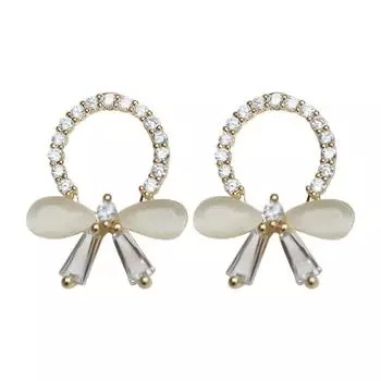 Серьги-бантики с кошачьим глазом для женщин, маленькие, изысканные и высококачественные, корейская версия простого нового стиля