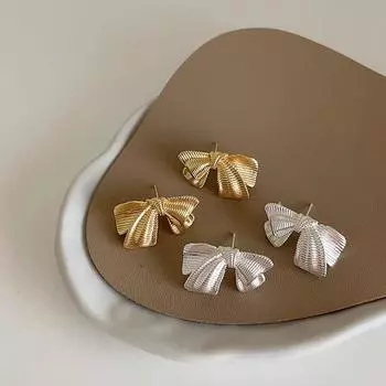 Серьги-бантики с текстурой полотенца для женщин с нишевым дизайном в стиле ретро, простые и универсальные