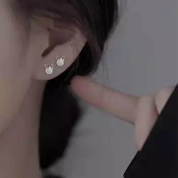 Серьги-бантики в виде кролика из кошачьего глаза, женские высококачественные темпераментные серьги, новые модные простые изысканные милые ушки