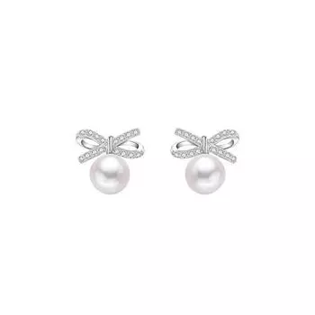 Серьги-бантики женские, новый стиль, простые, маленькие, изысканные, сладкие, темпераментные, высококачественные жемчужные серьги