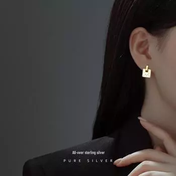 Серьги Banyan Tree S925 из серебра корейской бриллиантовой звезды с квадратной геометрической формой — легкая роскошь в стиле ретро Model ES1702 золотой