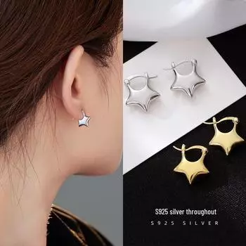 Серьги Banyan Tree S925 Silver 3D Star для женщин - модный холодный стиль 2023 года ES2450 with platinum plating серебряный