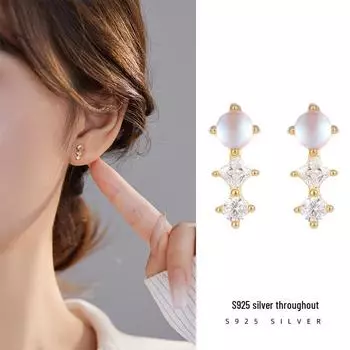 Серьги Banyan Tree S925 Silver Geometric Square Earrings - Трендовый нишевый дизайн 2023 года ES2479 золотой