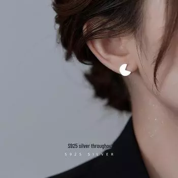 Серьги Banyan Tree S925 Silver Geometric Mori Style Round для женщин - модный и стильный дизайн с вырезом ES2432 серебряный