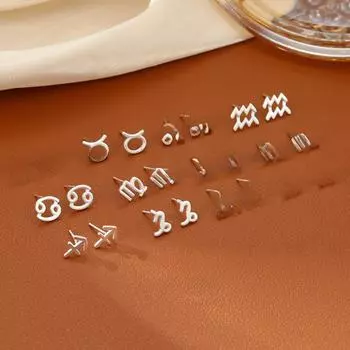 Серьги Banyan Tree S925 Silver с изображением знаков зодиака — элегантный, роскошный дизайн для женщин Gemini серебряный