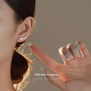 Серьги Banyan Tree S925 Silver Single Line Circon - Элегантные, минималистичные, стильные серьги-крючки для женщин ES2222 Diamond White Gold