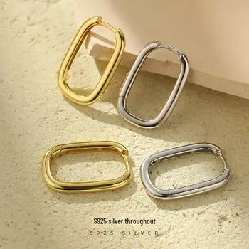 Серьги Banyan Tree S925 Silver U-образной овальной формы для женщин в минималистичном стиле ES1554