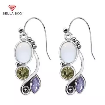 Серьги BELLA BOX для очаровательных женщин с аметистом, драгоценным камнем, женские изысканные серебряные украшения, подарок для свадебной вечеринки красный