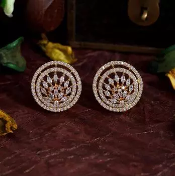 Серьги белого цвета с американскими бриллиантами Free Size алмаз