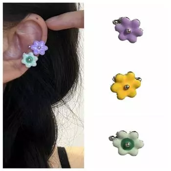 Серьги без пирсинга, эмалированные серьги-клипсы, ювелирные изделия, аксессуары, украшения Y2K жёлтый