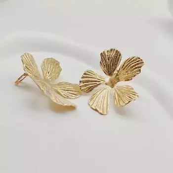 Серьги без пирсинга Преувеличенные Большие Цветы Золотые Серьги Простые Серьги Модные Дизайнерские Серьги