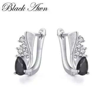 Серьги Black Awn с черными камнями
