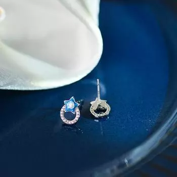 Серьги Blue Star. Маленькие и милые женские серьги. Легкие, роскошные, высококачественные, универсальные серьги.