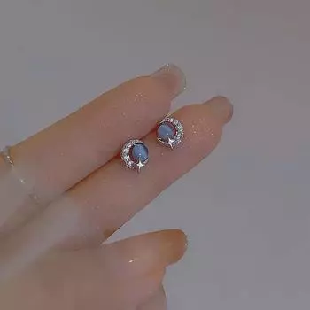 Серьги Blue Star Moon Милые серьги Star Moon