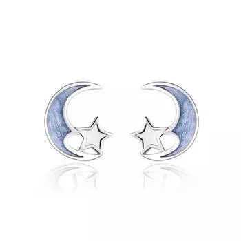 Серьги Blue Star Moon, женские, простые, нишевые, серьги Sense Star Moon, маленькие серьги