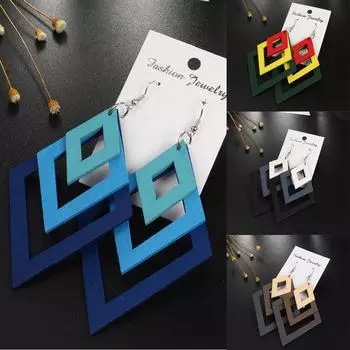 Серьги Bluelans с крючками, женские многослойные висячие серьги нерегулярной формы, ретро деревянные креативные ювелирные изделия, подарок синий