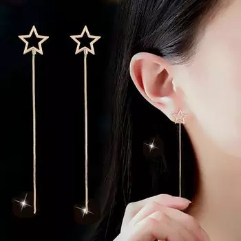 Серьги Bluelans, висячие линейные милые серьги с пятиконечной звездой, длинные кольца для девочек, ювелирные изделия 1