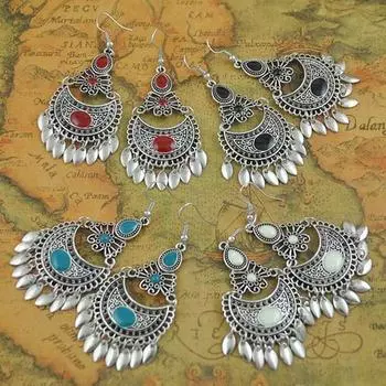 Серьги Bluelans, висячие женские серьги с искусственным геометрическим драгоценным камнем, банкетные серьги-крючки, богемные украшения чёрный