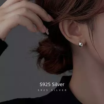 Серьги-бобы Banyan Tree S925 Silver Gold - элегантный, простой дизайн для женских сережек-косточек platinum-plated, model ES2391 серебряный