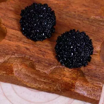 Серьги Boho Black Beads Vintage Exaggerated Round Rice Beard Earrings For Women чёрный