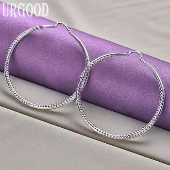 Серьги большого круга из стерлингового серебра 925 пробы диаметром 70 мм, модные ювелирные изделия для подарка и вечеринки