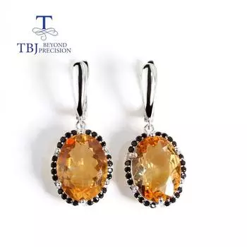 Серьги большого размера, овальные, 12*16 мм, бразильский натуральный цитрин, драгоценный камень, серьги из стерлингового серебра 925 пробы, ювелирные изделия для женщин, хороший подарок L жёлтый