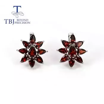 Серьги Bolaijewelry из стерлингового серебра 925 пробы с натуральным гранатом груша 3*5/4*6 мм с модными драгоценными камнями, дизайнерские стильные украшения для женщин M красный