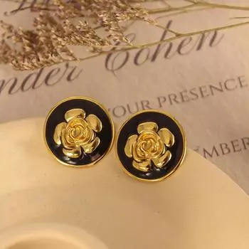 Серьги бренда Mihmily-Камелия из черного золота, классика и универсальное ретро