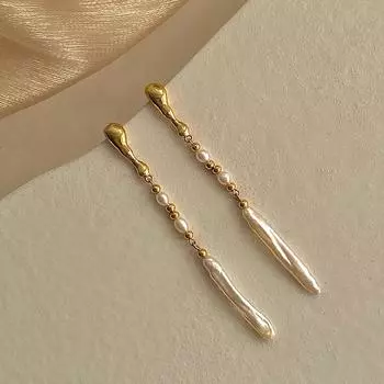 Серьги бренда Mihmily с пресноводным жемчугом в стиле барокко, высококачественные серьги с длинной кисточкой